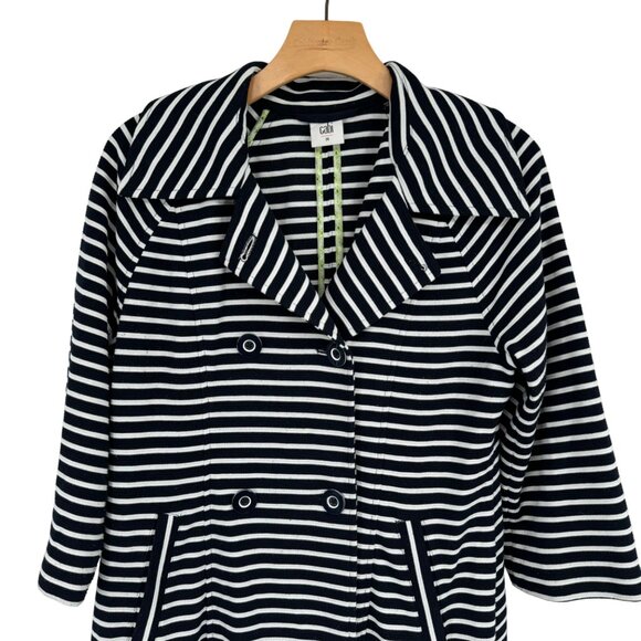 Cabi Women's Striped Double-Breasted Knit Jacket Maritime trench size medium - Picture 9 of 14